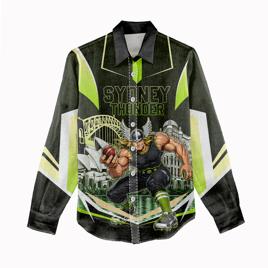 Personalised Sydney Thunder Cricket Mascot Skyline Women Casual Shirt Retro Comic Style Fan Art Graphic