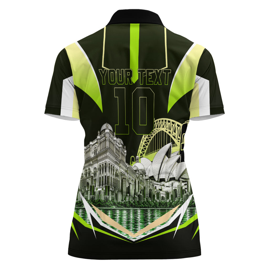 Personalised Sydney Thunder Cricket Mascot Skyline Women Polo Shirt Retro Comic Style Fan Art Graphic