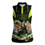 Personalised Sydney Thunder Cricket Mascot Skyline Women Sleeveless Polo Shirt Retro Comic Style Fan Art Graphic