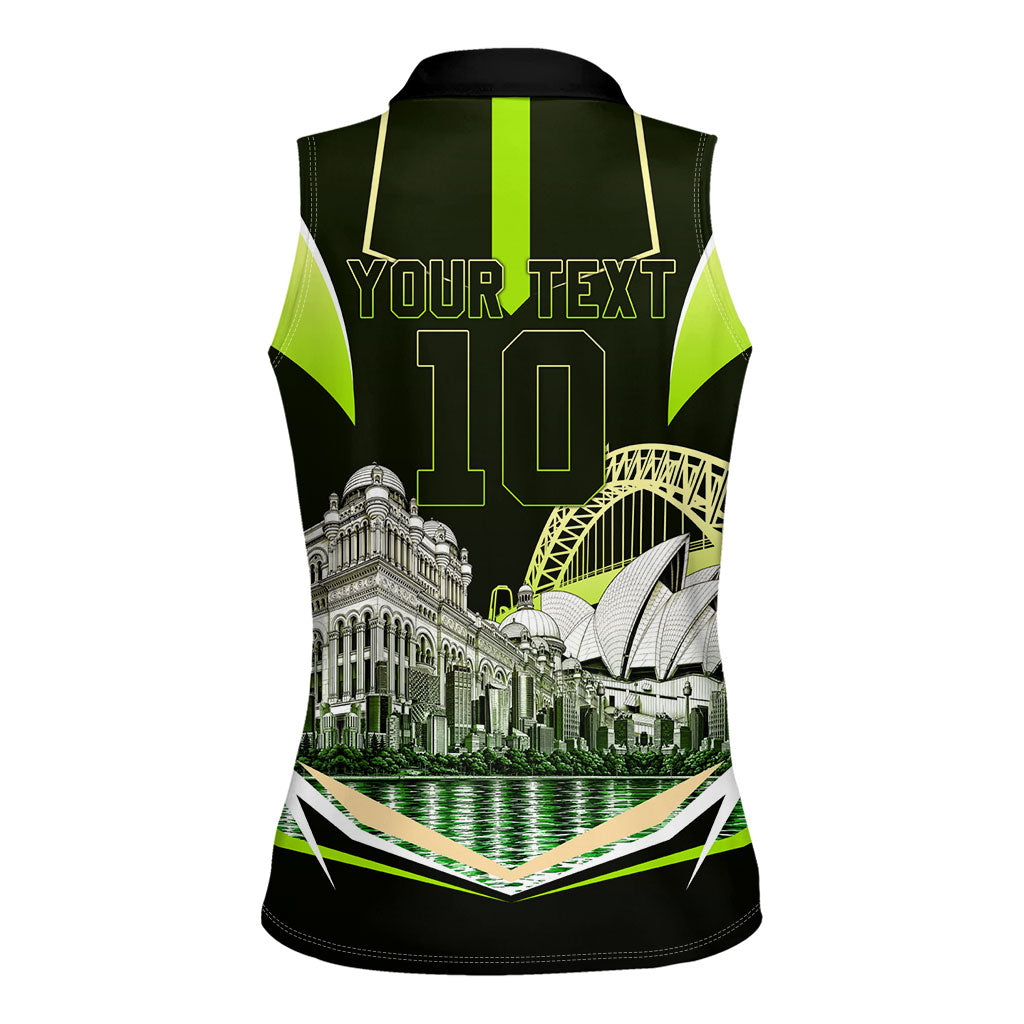 Personalised Sydney Thunder Cricket Mascot Skyline Women Sleeveless Polo Shirt Retro Comic Style Fan Art Graphic