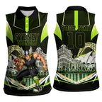 Personalised Sydney Thunder Cricket Mascot Skyline Women Sleeveless Polo Shirt Retro Comic Style Fan Art Graphic