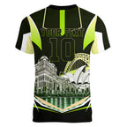 Personalised Sydney Thunder Cricket Mascot Skyline Women V-Neck T-Shirt Retro Comic Style Fan Art Graphic
