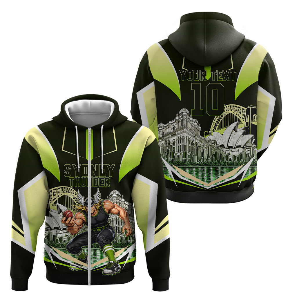 Personalised Sydney Thunder Cricket Mascot Skyline Zip Hoodie Retro Comic Style Fan Art Graphic