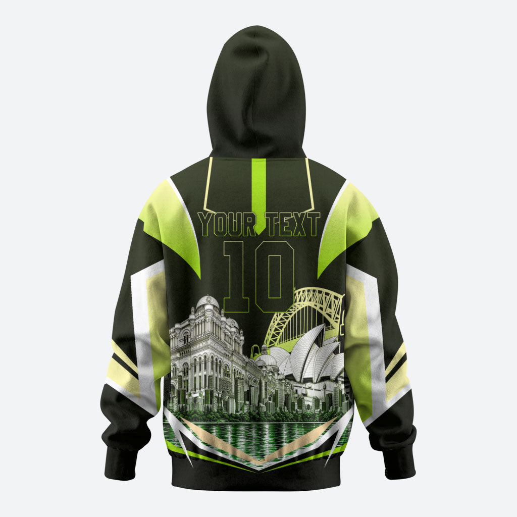 Personalised Sydney Thunder Cricket Mascot Skyline Zip Hoodie Retro Comic Style Fan Art Graphic