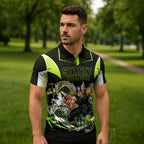 Personalised Sydney Thunder Cricket Mascot Skyline Zipper Polo Shirt Retro Comic Style Fan Art Graphic
