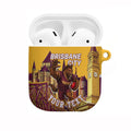 Personalised Brisbane City Rugby AirPods Case Muscular Horse Mascot Skyline Graphic