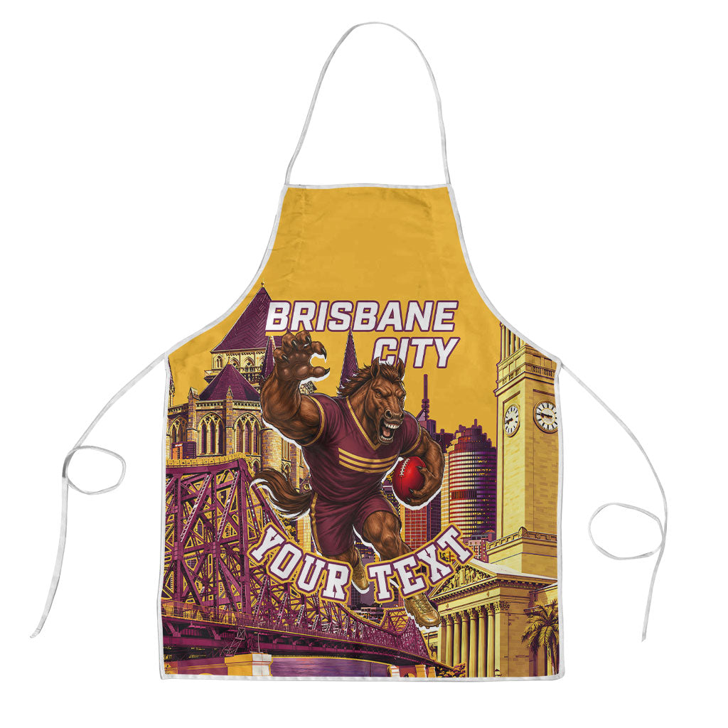Personalised Brisbane City Rugby Apron Muscular Horse Mascot Skyline Graphic