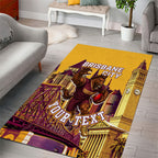 Personalised Brisbane City Rugby Area Rug Muscular Horse Mascot Skyline Graphic