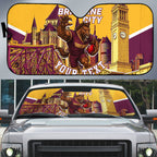 Personalised Brisbane City Rugby Auto Sun Shade Muscular Horse Mascot Skyline Graphic