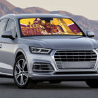 Personalised Brisbane City Rugby Auto Sun Shade Muscular Horse Mascot Skyline Graphic