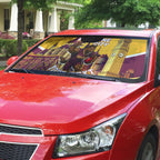 Personalised Brisbane City Rugby Auto Sun Shade Muscular Horse Mascot Skyline Graphic