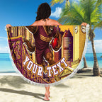 Personalised Brisbane City Rugby Beach Blanket Muscular Horse Mascot Skyline Graphic