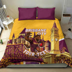 Personalised Brisbane City Rugby Bedding Set Muscular Horse Mascot Skyline Graphic