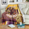 Personalised Brisbane City Rugby Blanket Muscular Horse Mascot Skyline Graphic