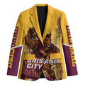 Personalised Brisbane City Rugby Blazer Muscular Horse Mascot Skyline Graphic
