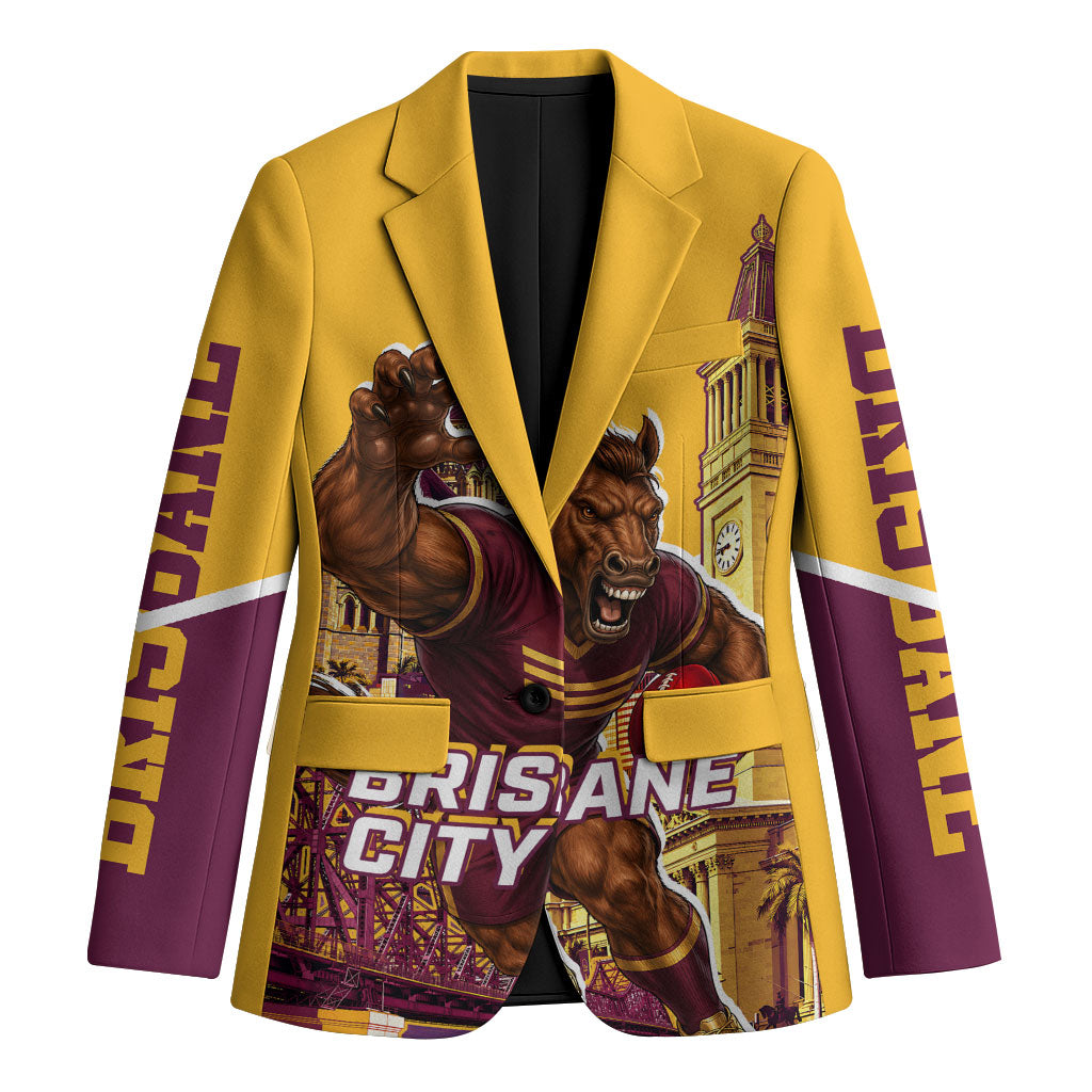 Personalised Brisbane City Rugby Blazer Muscular Horse Mascot Skyline Graphic
