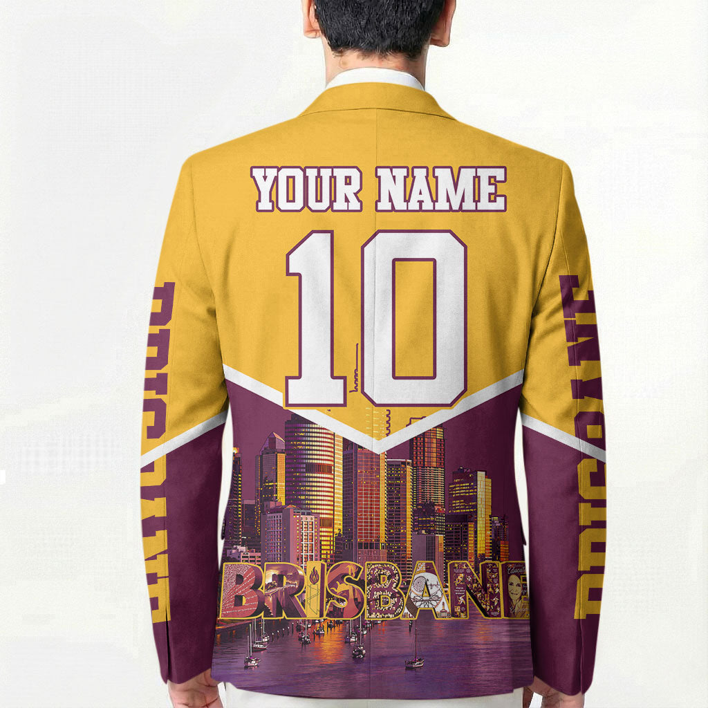 Personalised Brisbane City Rugby Blazer Muscular Horse Mascot Skyline Graphic