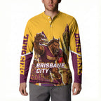 Personalised Brisbane City Rugby Button Sweatshirt Muscular Horse Mascot Skyline Graphic