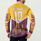 Personalised Brisbane City Rugby Button Sweatshirt Muscular Horse Mascot Skyline Graphic