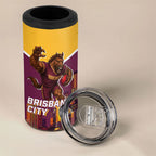 Personalised Brisbane City Rugby 4 in 1 Can Cooler Tumbler Muscular Horse Mascot Skyline Graphic