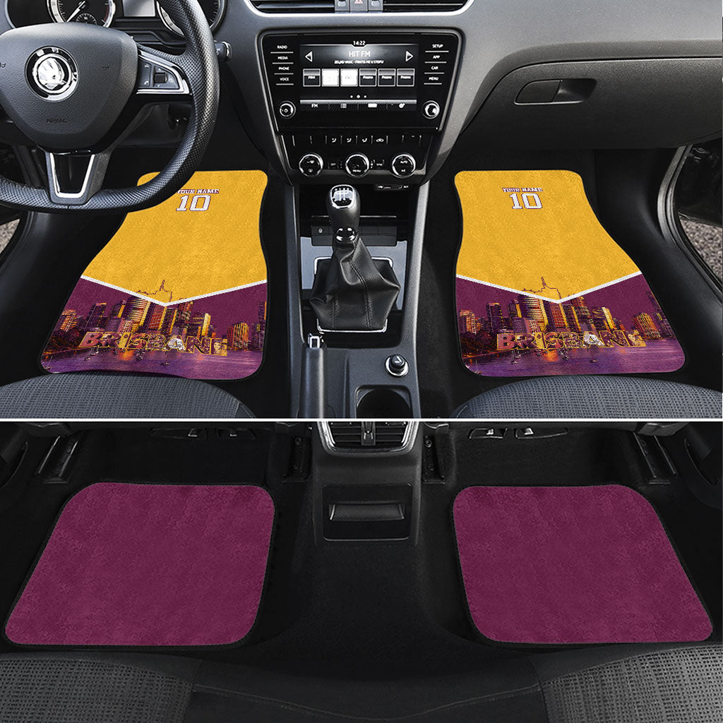 Personalised Brisbane City Rugby Car Mats Muscular Horse Mascot Skyline Graphic