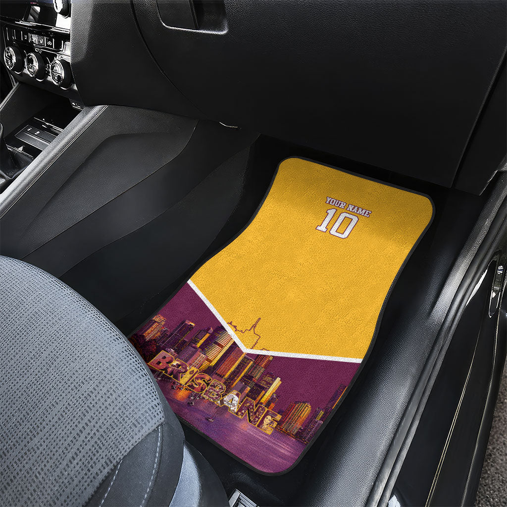 Personalised Brisbane City Rugby Car Mats Muscular Horse Mascot Skyline Graphic