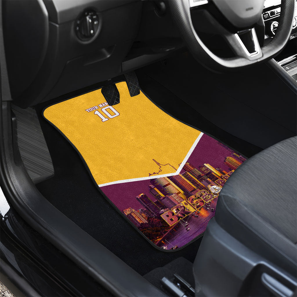 Personalised Brisbane City Rugby Car Mats Muscular Horse Mascot Skyline Graphic