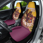 Personalised Brisbane City Rugby Car Seat Cover Muscular Horse Mascot Skyline Graphic