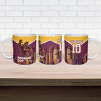 Personalised Brisbane City Rugby Ceramic Mug Muscular Horse Mascot Skyline Graphic