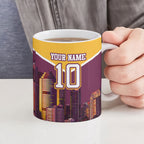 Personalised Brisbane City Rugby Ceramic Mug Muscular Horse Mascot Skyline Graphic