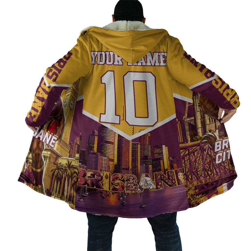 Personalised Brisbane City Rugby Cloak Muscular Horse Mascot Skyline Graphic