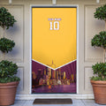 Personalised Brisbane City Rugby Door Cover Muscular Horse Mascot Skyline Graphic