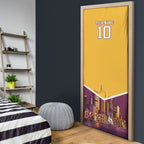 Personalised Brisbane City Rugby Door Cover Muscular Horse Mascot Skyline Graphic