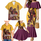 Personalised Brisbane City Rugby Family Matching Mermaid Dress and Hawaiian Shirt Muscular Horse Mascot Skyline Graphic