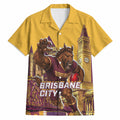 Personalised Brisbane City Rugby Hawaiian Shirt Muscular Horse Mascot Skyline Graphic