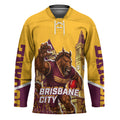 Personalised Brisbane City Rugby Hockey Jersey Muscular Horse Mascot Skyline Graphic