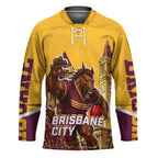 Personalised Brisbane City Rugby Hockey Jersey Muscular Horse Mascot Skyline Graphic