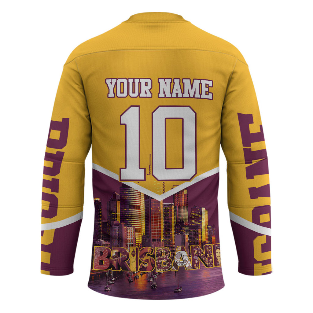 Personalised Brisbane City Rugby Hockey Jersey Muscular Horse Mascot Skyline Graphic