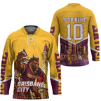 Personalised Brisbane City Rugby Hockey Jersey Muscular Horse Mascot Skyline Graphic