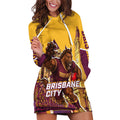 Personalised Brisbane City Rugby Hoodie Dress Muscular Horse Mascot Skyline Graphic