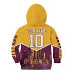 Personalised Brisbane City Rugby Kid Hoodie Muscular Horse Mascot Skyline Graphic