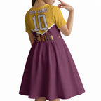 Personalised Brisbane City Rugby Kid Short Sleeve Dress Muscular Horse Mascot Skyline Graphic