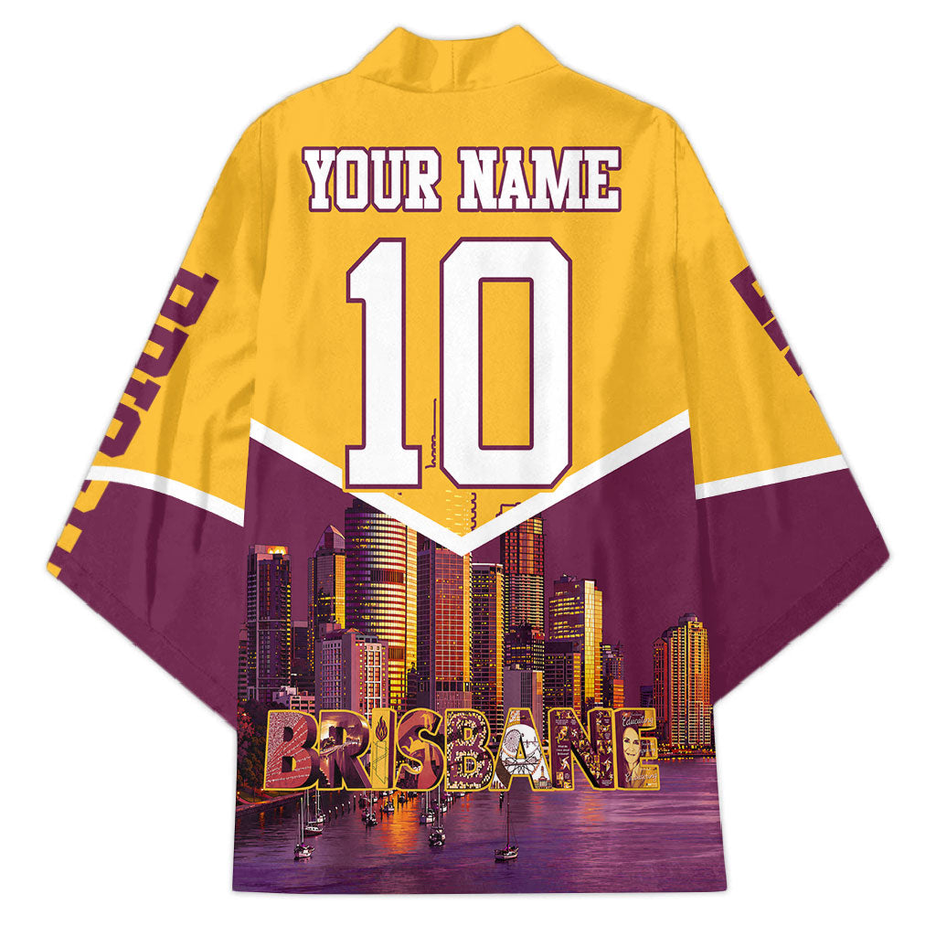 Personalised Brisbane City Rugby Kimono Muscular Horse Mascot Skyline Graphic