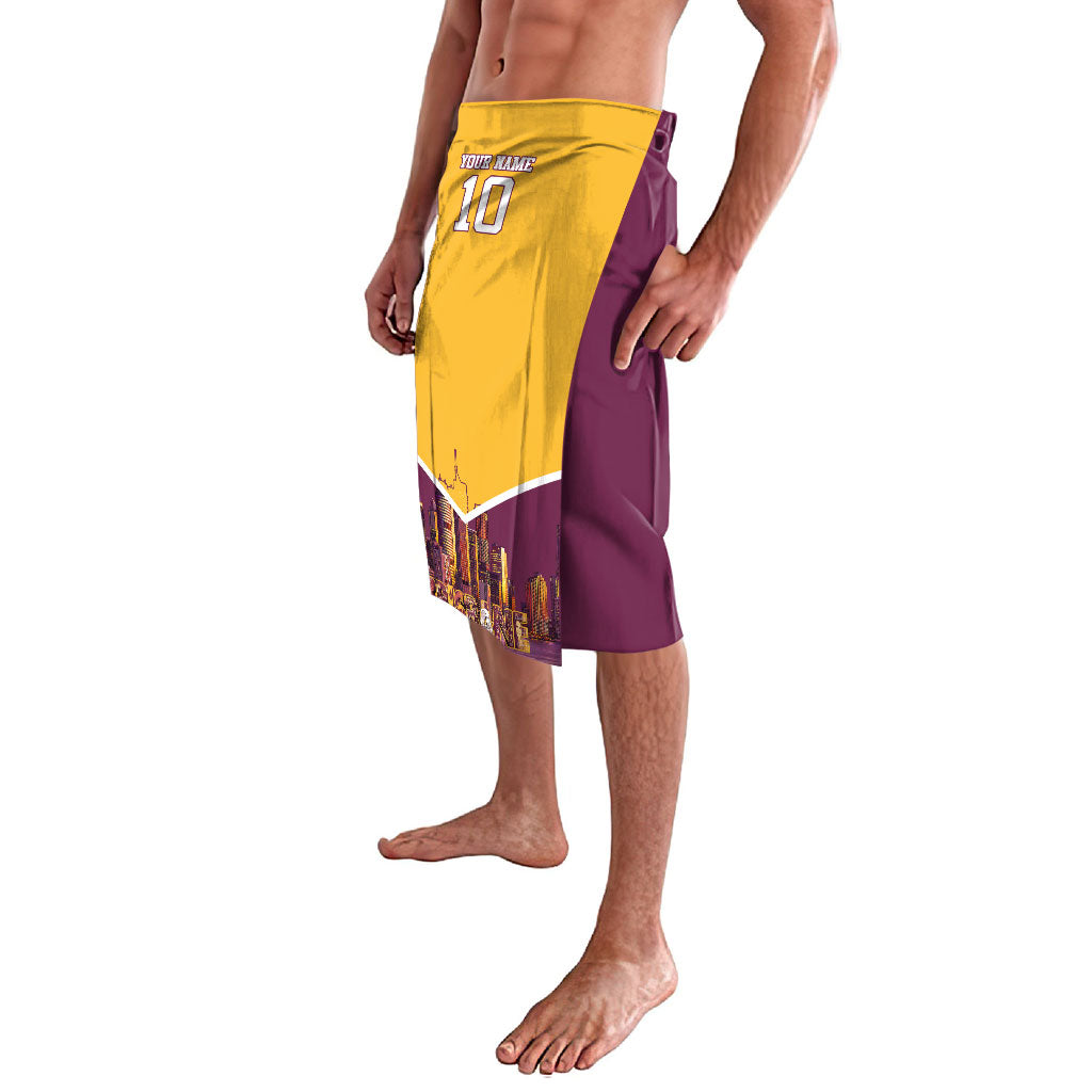 Personalised Brisbane City Rugby Lavalava Muscular Horse Mascot Skyline Graphic