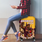 Personalised Brisbane City Rugby Luggage Cover Muscular Horse Mascot Skyline Graphic