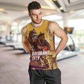 Personalised Brisbane City Rugby Men Tank Top Muscular Horse Mascot Skyline Graphic