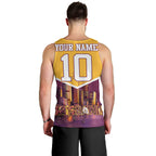 Personalised Brisbane City Rugby Men Tank Top Muscular Horse Mascot Skyline Graphic