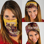 Personalised Brisbane City Rugby Neck Gaiter Muscular Horse Mascot Skyline Graphic