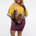 Personalised Brisbane City Rugby Off Shoulder Short Dress Muscular Horse Mascot Skyline Graphic