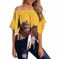 Personalised Brisbane City Rugby Off Shoulder Wrap Waist Top Muscular Horse Mascot Skyline Graphic